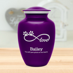 Large Infinite Love Pet Cremation Urn - Purple Luster