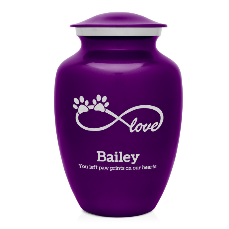 Large Infinite Love Pet Cremation Urn - Purple Luster
