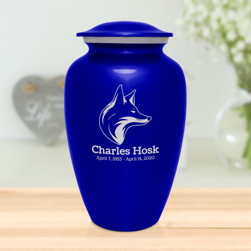 Fox Cremation Urn - Midnight Blue