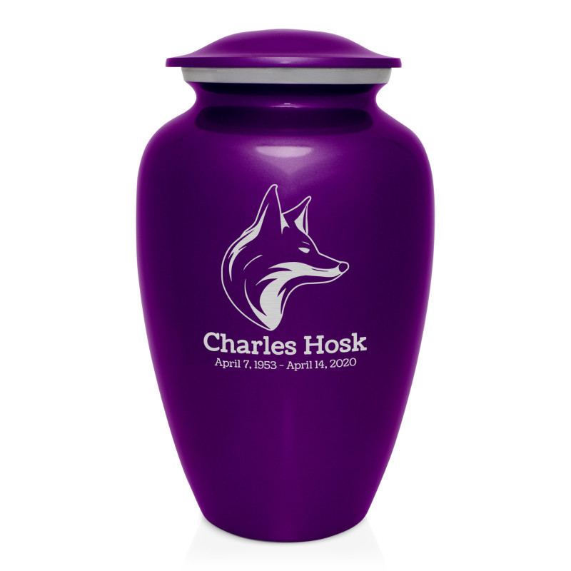 Fox Cremation Urn - Purple Luster