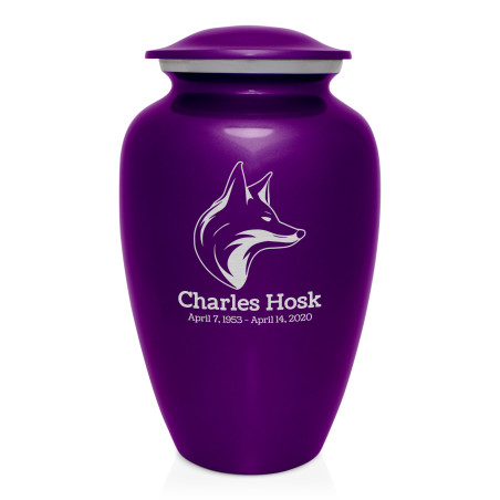 Fox Cremation Urn - Purple Luster