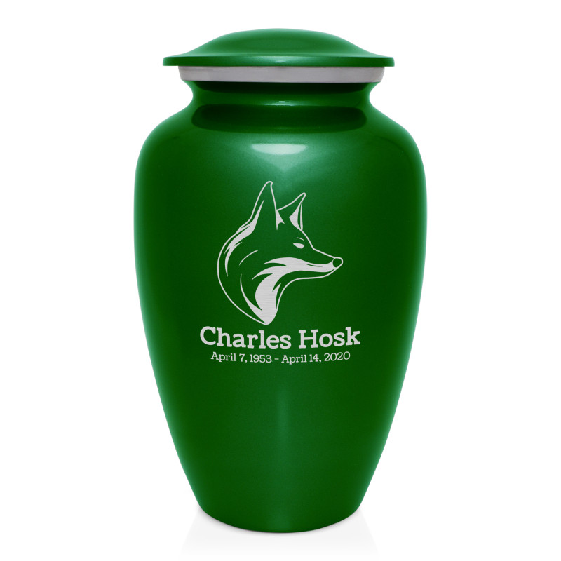 Fox Cremation Urn - Shamrock Green