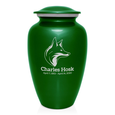 Fox Cremation Urn - Shamrock Green