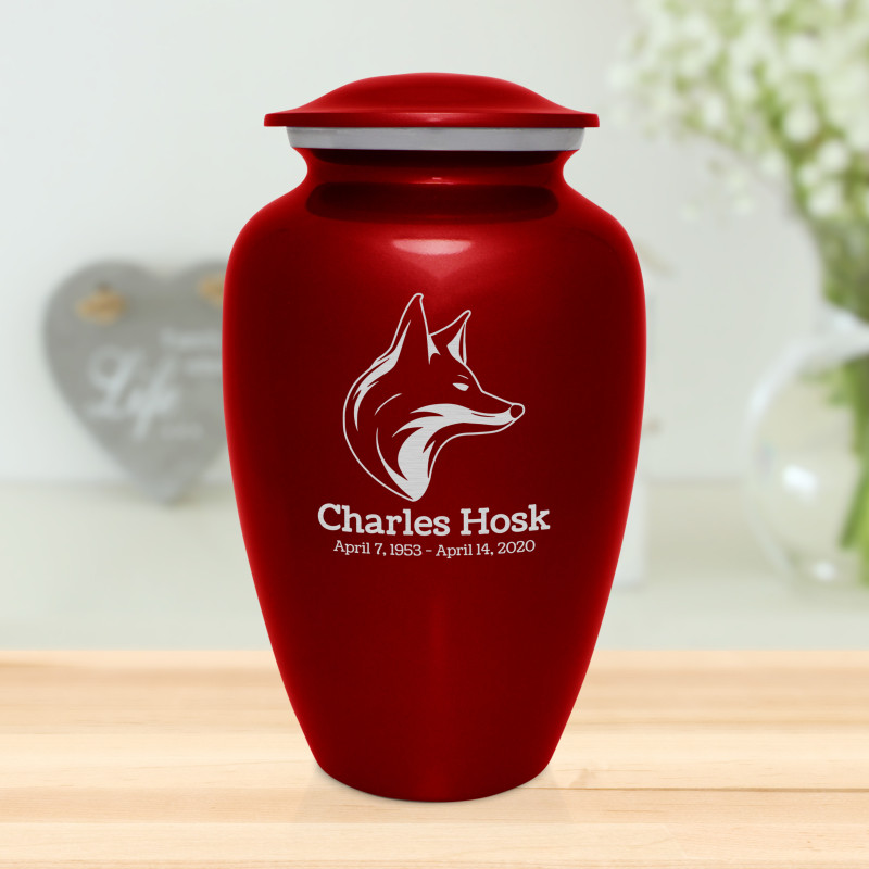 Fox Cremation Urn - Ruby Red