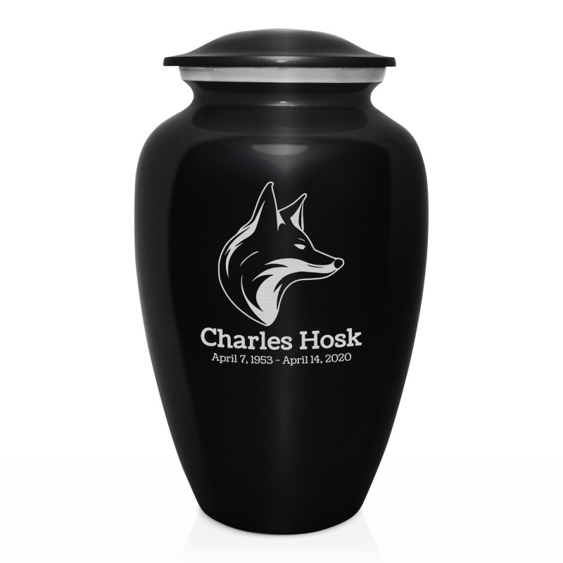 Fox Cremation Urn - Jet Black