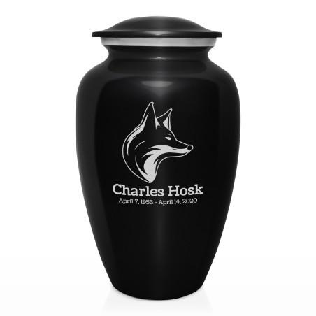Fox Cremation Urn - Jet Black