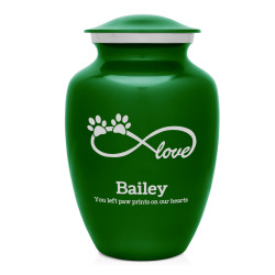 Large Infinite Love Pet Cremation Urn - Green Shamrock