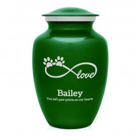 Large Infinite Love Pet Cremation Urn - Green Shamrock