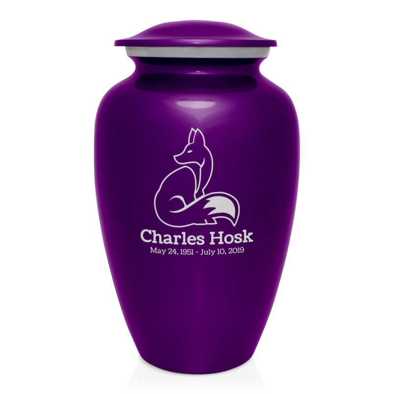 Majestic Fox Cremation Urn - Purple Luster