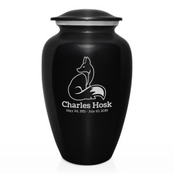 Majestic Fox Cremation Urn - Jet Black