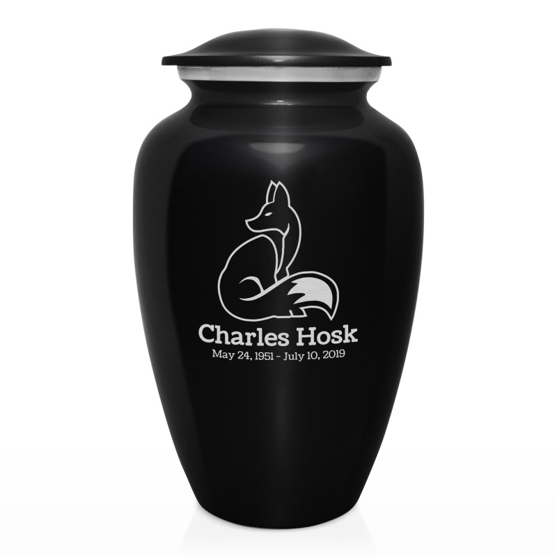 Majestic Fox Cremation Urn - Jet Black