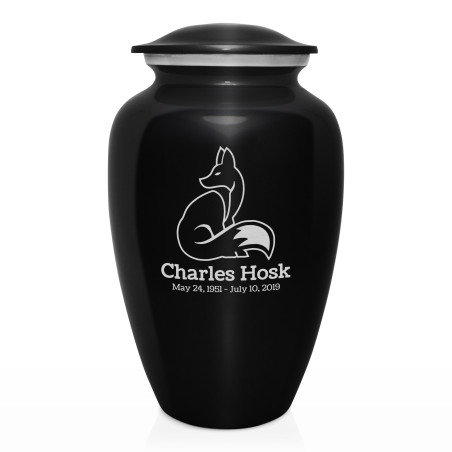 Majestic Fox Cremation Urn - Jet Black
