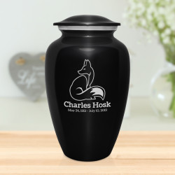Majestic Fox Cremation Urn - Jet Black