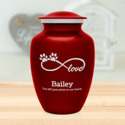 Large Infinite Love Pet Cremation Urn - Ruby Red