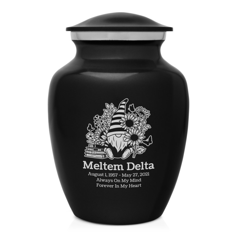 Garden Gnome Sharing Urn - Jet Black