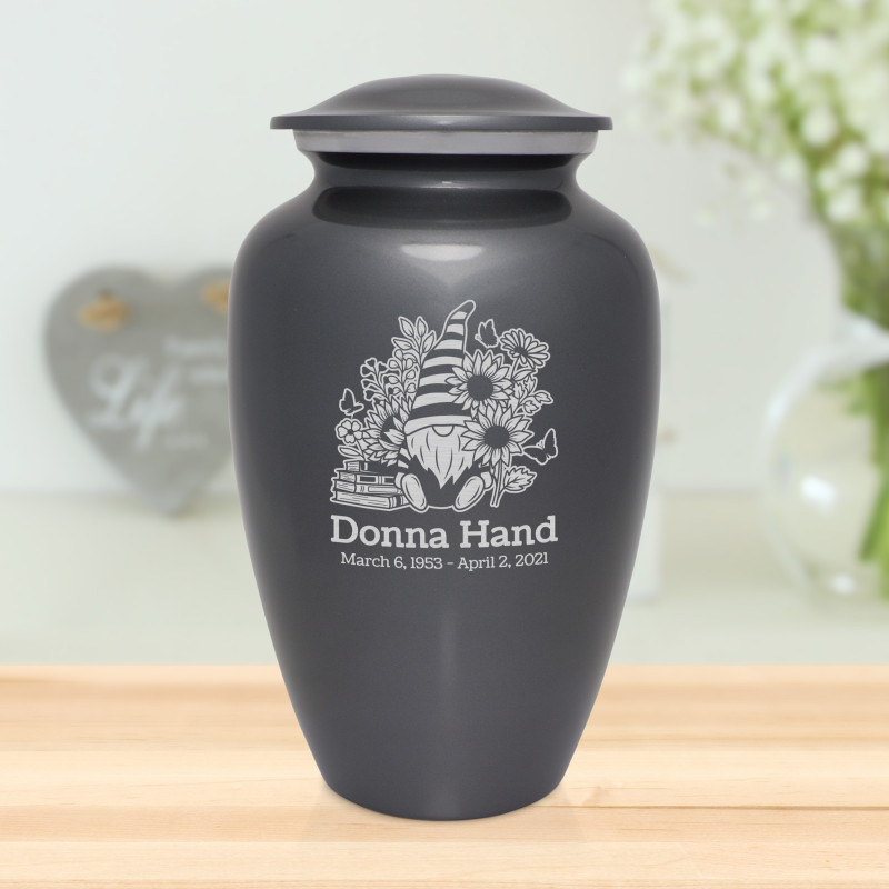Garden Gnome Cremation Urn - Gunmetal Gray