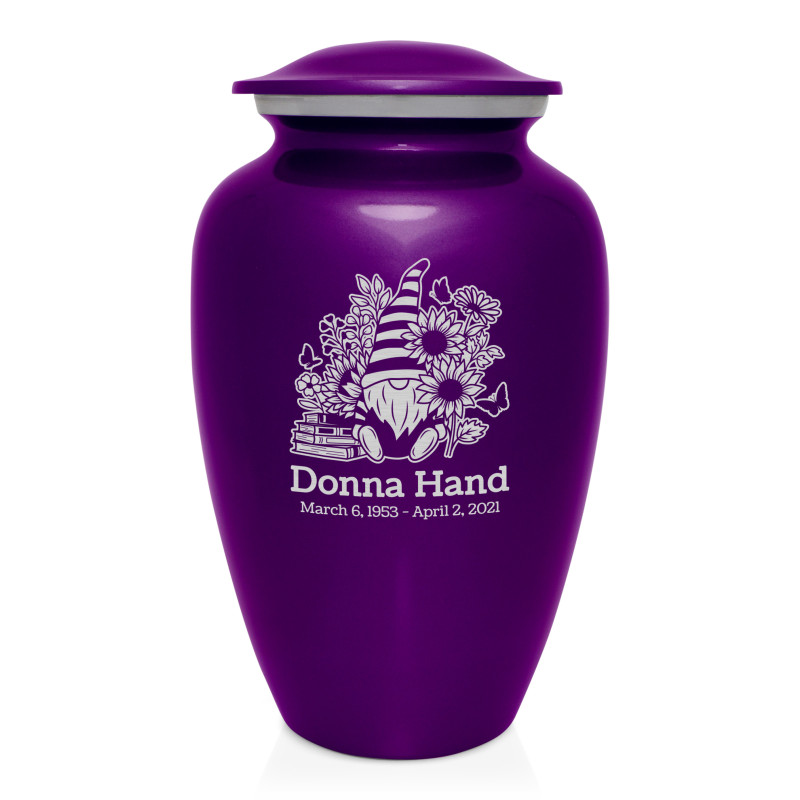 Garden Gnome Cremation Urn - Purple Luster