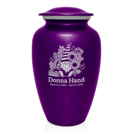 Garden Gnome Cremation Urn - Purple Luster