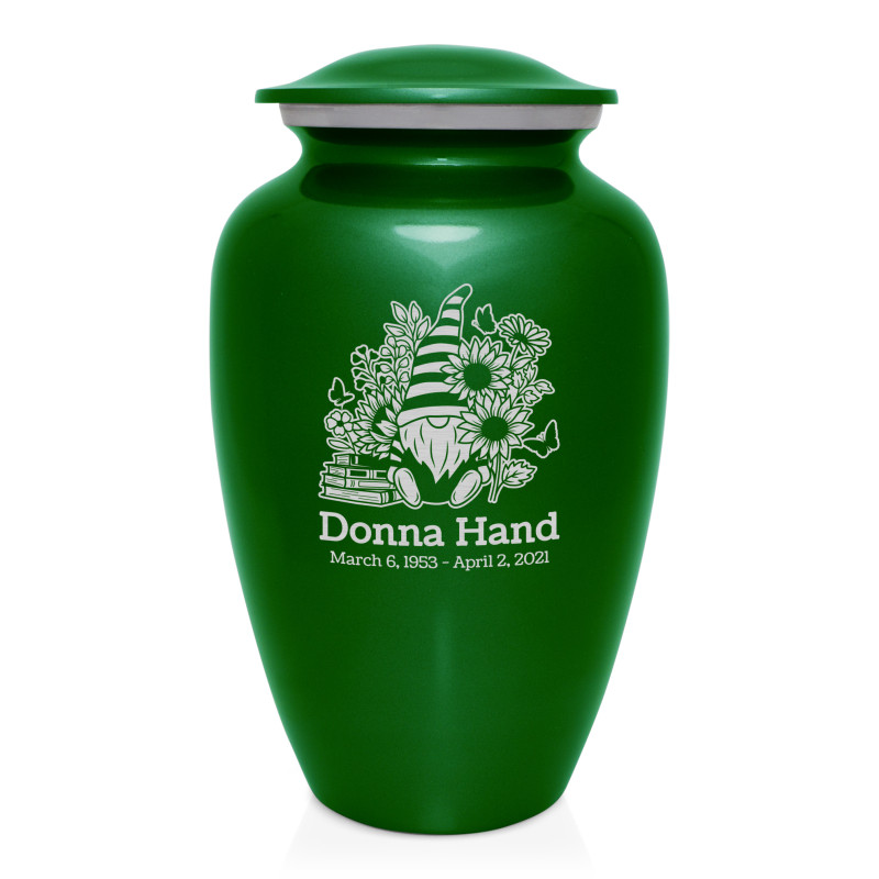Garden Gnome Cremation Urn - Shamrock Green