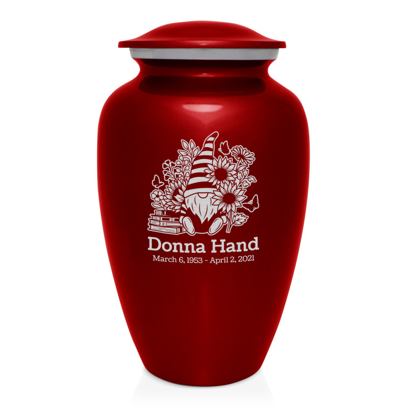 Garden Gnome Cremation Urn - Ruby Red