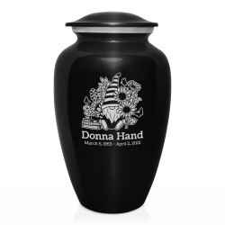 Garden Gnome Cremation Urn - Jet Black