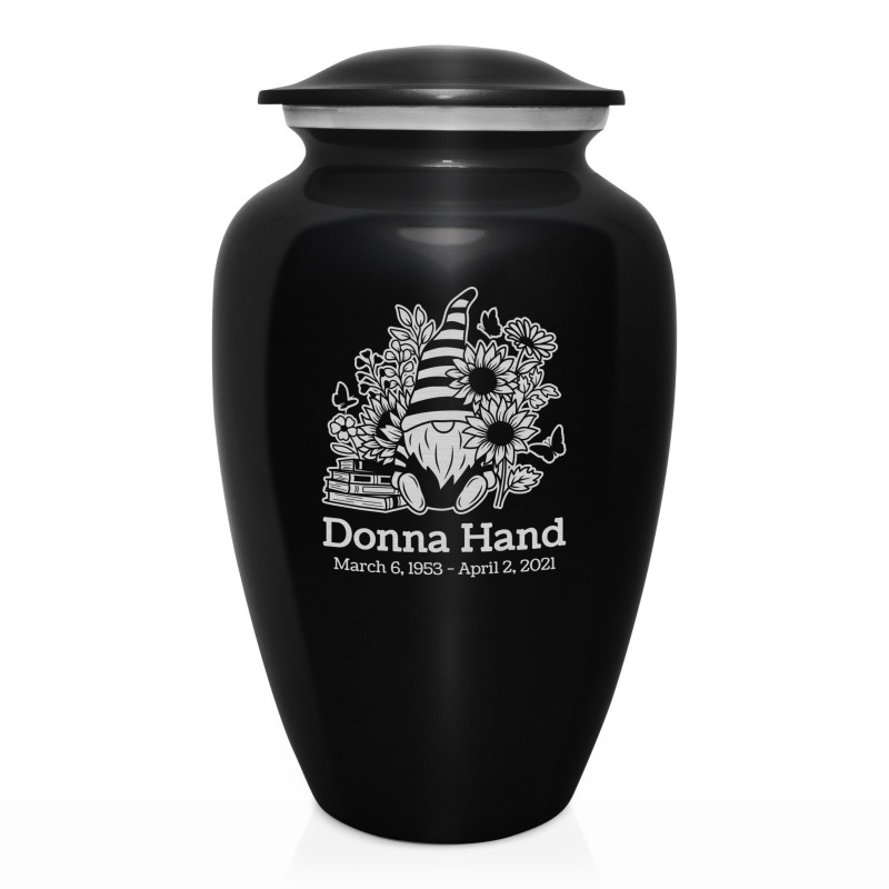 Garden Gnome Cremation Urn - Jet Black