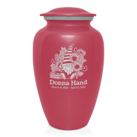 Garden Gnome Cremation Urn - Rose Pink