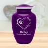 Large Paw Prints On My Heart Pet Cremation Urn - Purple Luster