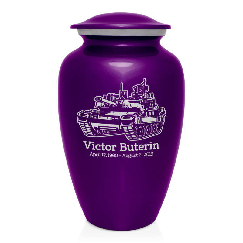 Tank Cremation Urn - Purple Luster