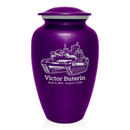 Tank Cremation Urn - Purple Luster