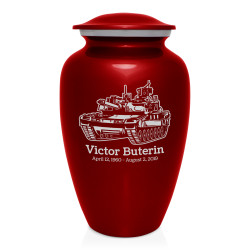 Tank Cremation Urn - Ruby Red