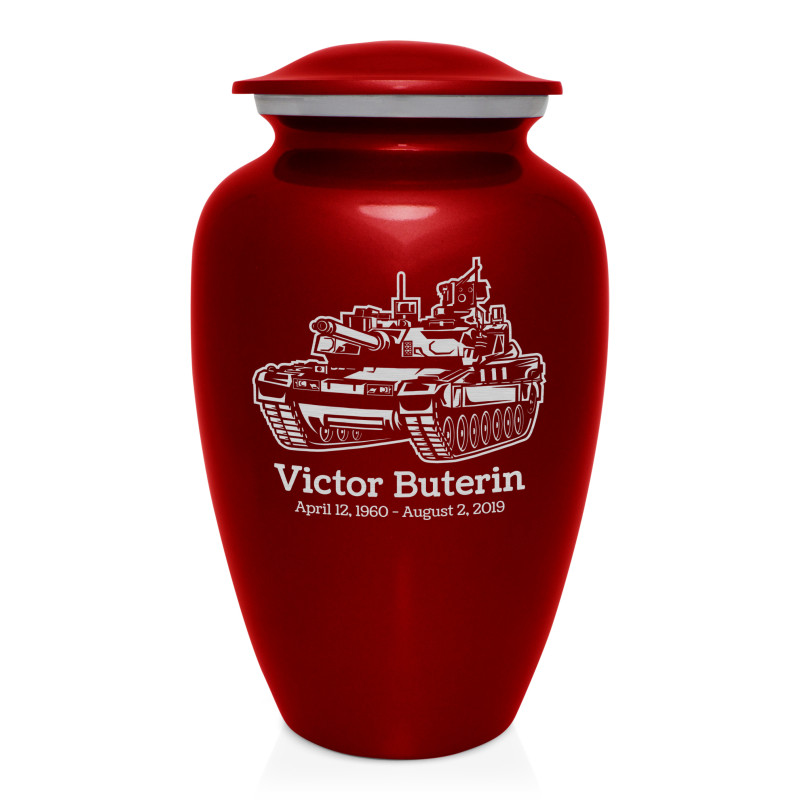 Tank Cremation Urn - Ruby Red