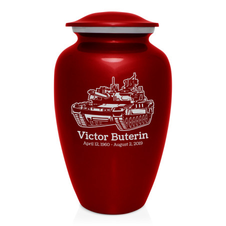 Tank Cremation Urn - Ruby Red