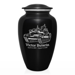 Tank Cremation Urn - Jet Black