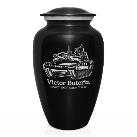 Tank Cremation Urn - Jet Black
