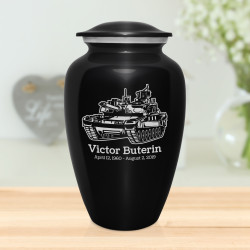 Tank Cremation Urn - Jet Black
