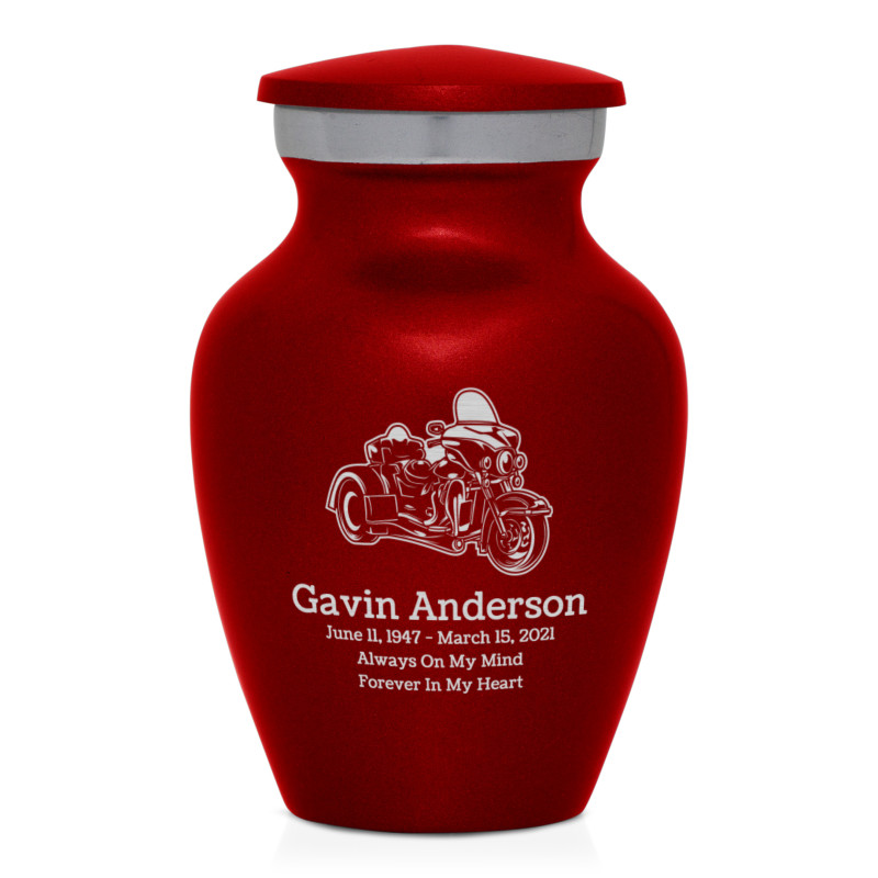 3 Wheel Motorcycle Keepsake Urn - Ruby Red