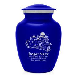 3 Wheel Motorcycle Sharing Urn - Midnight Blue