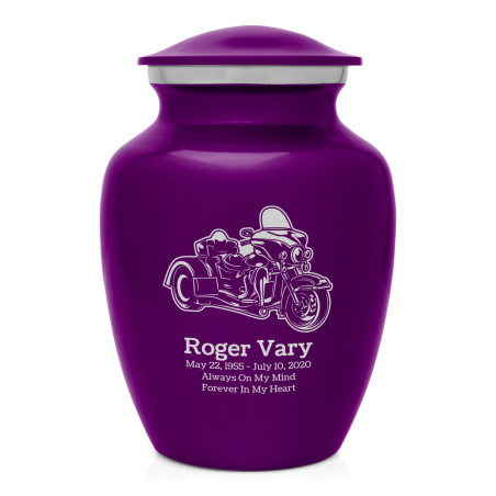 3 Wheel Motorcycle Sharing Urn - Purple Luster