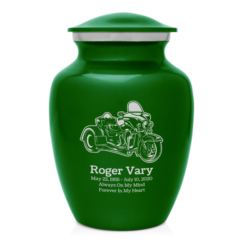 3 Wheel Motorcycle Sharing Urn - Shamrock Green