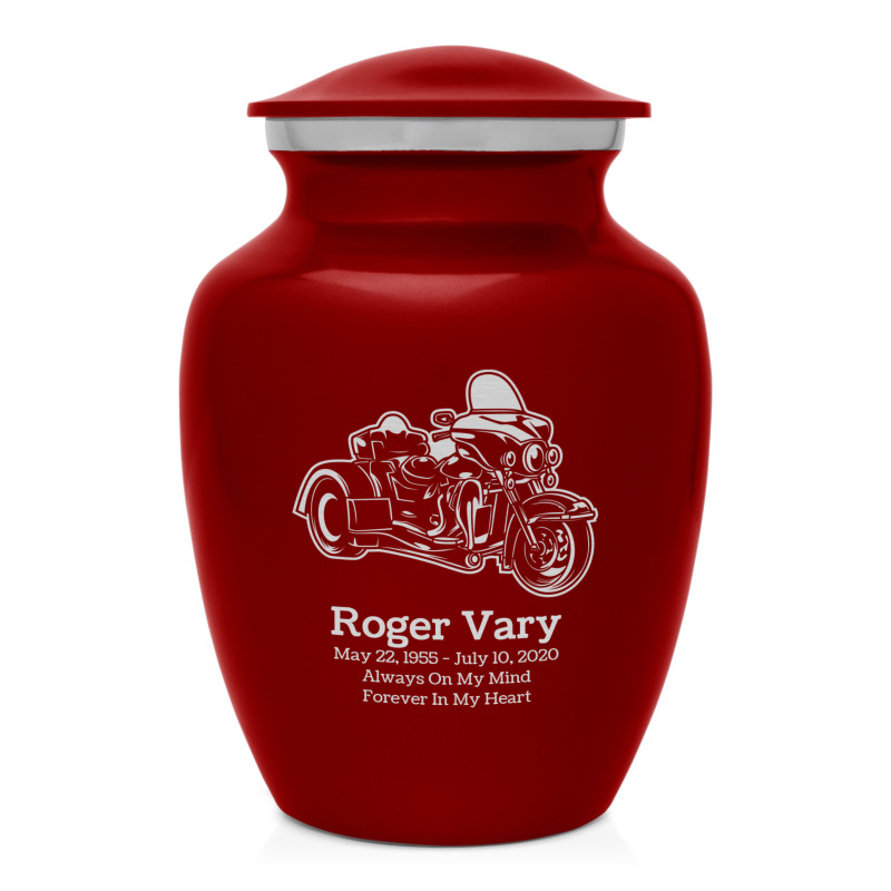 3 Wheel Motorcycle Sharing Urn - Ruby Red