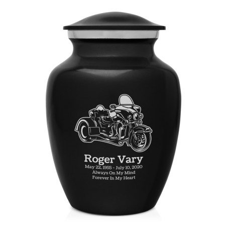 3 Wheel Motorcycle Sharing Urn - Jet Black