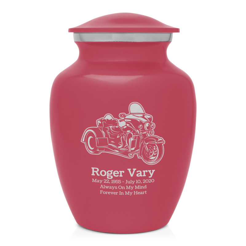 3 Wheel Motorcycle Sharing Urn - Rose Pink
