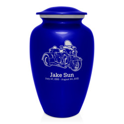 3 Wheel Motorcycle Cremation Urn - Midnight Blue