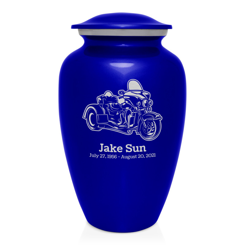 3 Wheel Motorcycle Cremation Urn - Midnight Blue