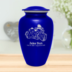 3 Wheel Motorcycle Cremation Urn - Midnight Blue