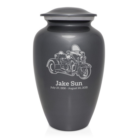 3 Wheel Motorcycle Cremation Urn - Gunmetal Gray