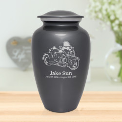 3 Wheel Motorcycle Cremation Urn - Gunmetal Gray