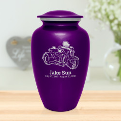 3 Wheel Motorcycle Cremation Urn - Purple Luster