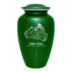 3 Wheel Motorcycle Cremation Urn - Shamrock Green